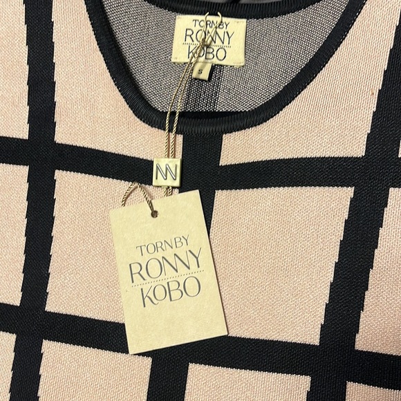 Nwt $480 Torn by Ronny kobo knit plaid dress rose and black size S - Picture 8 of 10